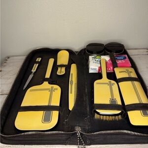 Vintage Traveling 8 PIECE Vanity set  MIRROR BRUSH CELLULOID ART DECO -Zip Case